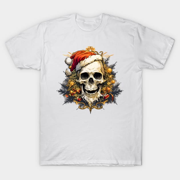 Christmas Celebration with a Skull Twist T-Shirt by ragil_studio